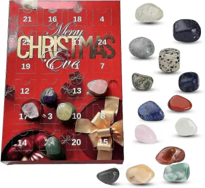 Kristalni adventni koledar 2023 - 24 dni zdravilnih dragih kamnov in mineralov, božično darilo