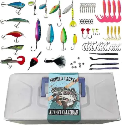 Angelski adventni koledar 2024 Fishing Edition s 24-dnevnimi ribiškimi vabami presenečenja za božič
