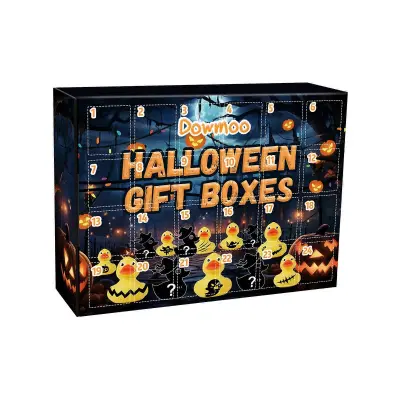 Dowmoo Halloween Duck Blind Box - adventna odštevalna mreža 24, ornament presenečenja, darilna škatla za igrače Gumijasta račka