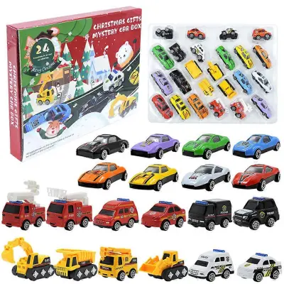 24-delni adventni koledar Pull Back Toy Car za otroško odštevanje do praznikov