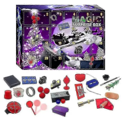 Magic Surprise Box Adventni koledar 2023 za otroke, 24 kosov komplet rekvizitov za čarovniške trike