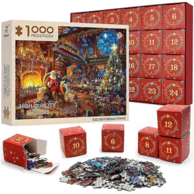 Sestavljanka Christmas Village Landscape 2000 kosov za odrasle, velika velikost 30 x 24 palcev