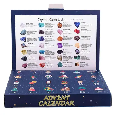 Kristali-Gemstone Adventni koledar Pisani kristali Rock Odštevalni koledar Odlična ideja za darilo