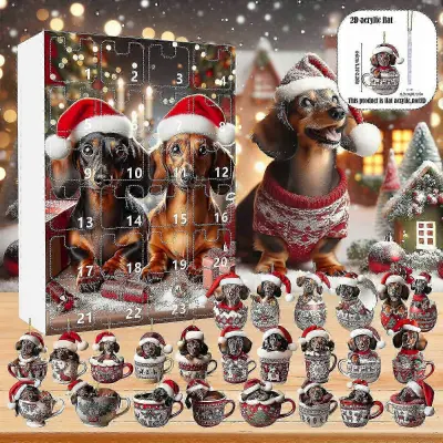 Božični odštevalni koledar 2024 za ženske, praznični 24-dnevni advent z mini jazbečarjem, obeskom, božični dekor