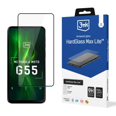 3MK HARDGLASS MAX LITE ZAŠČITNO STEKLO ZA MOTOROLA MOTO G55 5G POPOLNA ZAŠČITA
