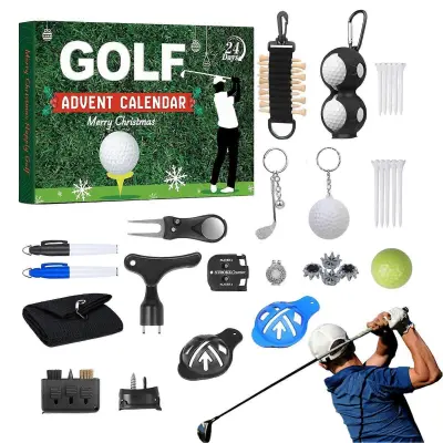 Adventni koledar za golf 2025, božični odštevalni koledar, 24 KOSNI komplet dodatkov Dizajn na temo golfa