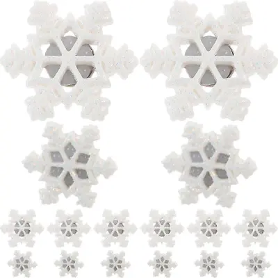 Snežinke, palčke za obešanje nogavic, bele, 2,7 X 1,5 cm, smola, božič, 30 kosov