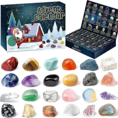 Adventni koledar 2024 24 Dnevi naravnega kristalnega ahata Otroški adventni koledar 24