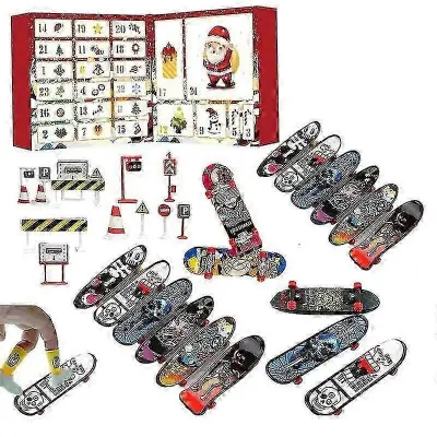 Finger Skateboards Adventni koledar Božični koledar Odštevalnik Mini Finger Set igrač z Skate Finger Board Training Skateparks Darilna škatla