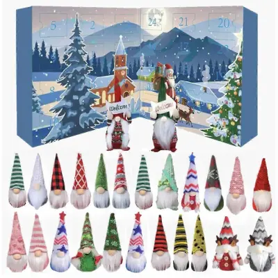 Božični Gnome Adventni koledar 24X Gnomes Plišasti okraski