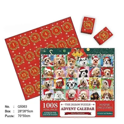 24 škatel Puzzle 1000 kosov božične sestavljanke sestavljanka odštevalnik koledar božični pes