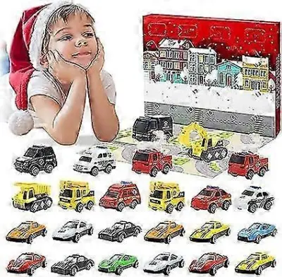 Mini model avtomobila iz zlitine, božična slepa škatla s 24 predelki za odštevanje z zemljevidom ognja