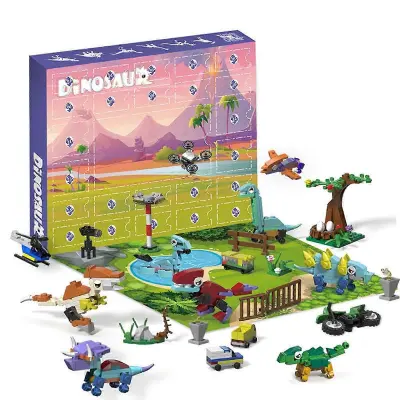 Adventni koledar dinozavrov 12 v 1 deformacijski gradnik dinozavrov in 12 gradbenih igrač