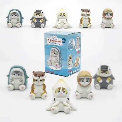 Mofusand Cats Wear Marine Organism Clothing Blind Box Cute Akcijske Figurice Octopus Penguin Otter Table Deco