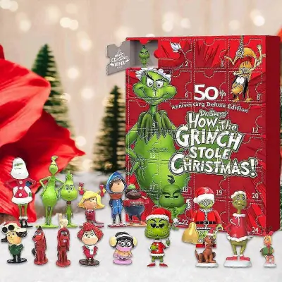 2025 Božični adventni koledar Grinch Adventni koledar Božična škatla za zavese 24 daril Škatla za zavese za noč čarovnic Green Monster Countdo