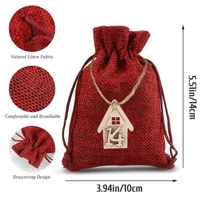 24 DIY vrečk za božični adventni koledar s sponkami in vrvjo iz konoplje