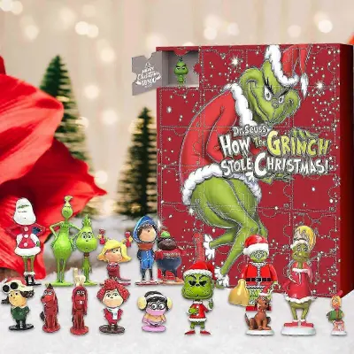 2025 Adventni koledar Grinch Adventni koledar Božična škatla za zavese 24-delna darilna škatla za zavese za noč čarovnic Green Monster Countdown