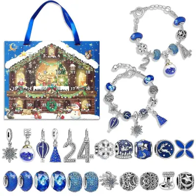 Set darilnih škatel za božični koledar, DIY zapestnica iz perl, adventna božična jelka, okraski za slepe škatle