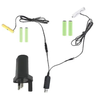 Nov in izboljšan snemljiv adapter za baterije 2v1 Aa + Aaa za božične igrače, ure in termostate - Zamenjava napajalnika USB v Združenem kraljestv