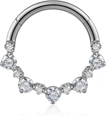 1PC ASTM F136 obroč za nos iz titana 16G 8 mm 10 mm za Daith, okrogel septum - tit 16G(1.