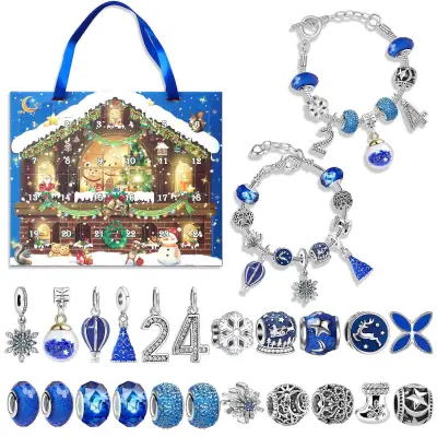 Set darilnih škatel za božični koledar, DIY zapestnica iz perl, adventna božična jelka, okraski za slepe škatle