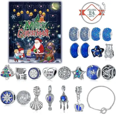 Prilagojeno modro barvno božično odštevalno koledarsko darilno obleko Diy Beaded Dream Starry Sky Darilo