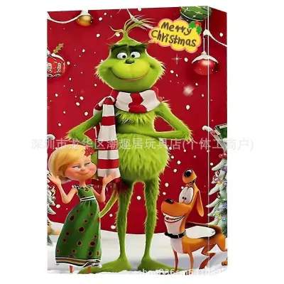 Nova škatla za božični adventni koledar Green Monster Grinch Grinch, 24 kosov slepe škatle za odštevanje koledarja