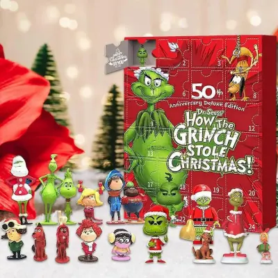 Nov prihod Green Hair Monster Grinch škatla za božični adventni koledar Grinch 24 kosov obrnjene škatle za slepe koledarje
