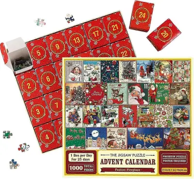 Božični adventni koledar Puzzle Blind Box Set za otroke - 24-dnevno odštevalno darilo