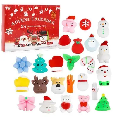 Božični adventni koledar Blind Box Toys 24 kosov Set Cute Snowman Animal Squeeze Toy Novoletno odštevanje za lajšanje stresa Otroško darilo