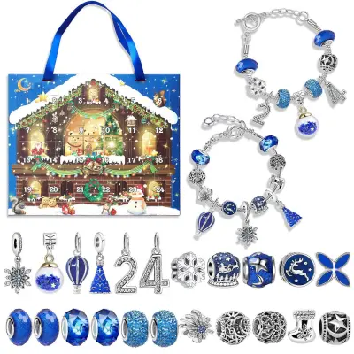 Set darilnih škatel za božični koledar, DIY zapestnica iz perl, adventna božična jelka, okraski za slepe škatle