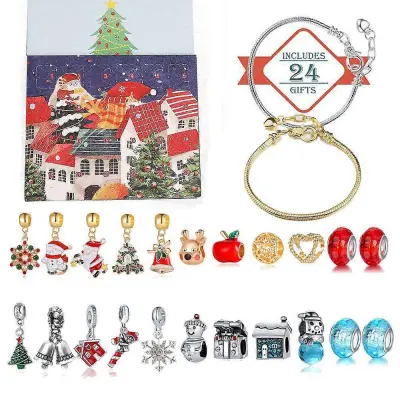 Mida komplet darilnih škatel za koledar z božičnim nakitom Diy Beaded Blind Box, adventna zapestnica, darilo