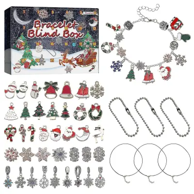 Adventni koledar Diy Zapestnica Blind Box 24 predelkov Koledar Zvončki Dodatki Blind Box Darilo