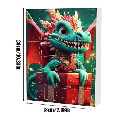 Adventni koledar Dragon za otroke Akril 2D 24 Days Of Vacation Adventni koledar Obesek Božično darilo Dekoracija doma Igrače Otrok