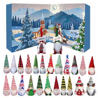 Gnomes Adventni koledarji 2025-24 kosov zbirateljskih figur Gnome Decorations, 24-dnevni božični odštevalni koledar