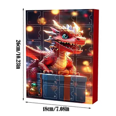 Adventni koledar Dragon za otroke Akril 2D 24 Days Of Vacation Adventni koledar Obesek Božično darilo Dekoracija doma Igrače Otrok