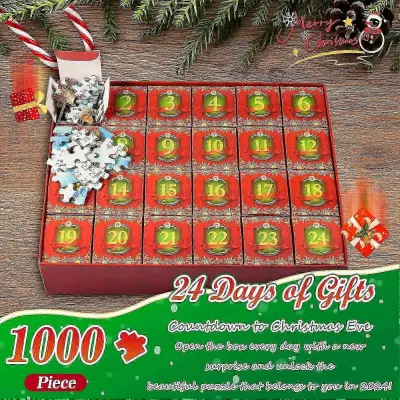 Adventni koledar 2023 Sestavljanke za odrasle Igrače Božična darila za ženske Moške 1000-delna sestavljanka