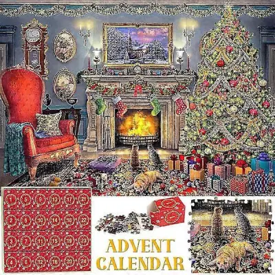 Božični adventni koledar Puzzle 1008 kosov, 24-dnevni adventni koledar 2023 Božična sestavljanka, božično darilo za otroke A