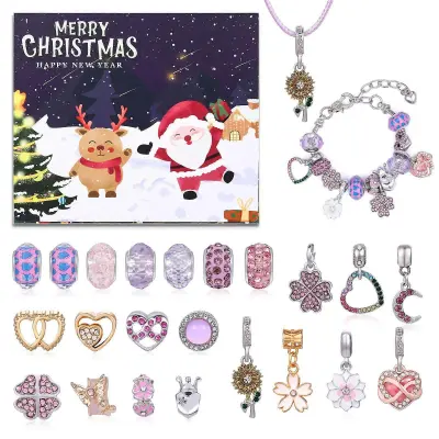 Modra obleka 24 mreža odštevalnik božični koledar advent presenečenje slepa škatla kreativna diy zapestnica iz perl