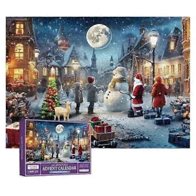 Sestavljanka Adventni koledar, 1008 kosov Sestavljanka 24 dni do božiča Odštevanje Adventni koledar Božična roža Luna Night_1