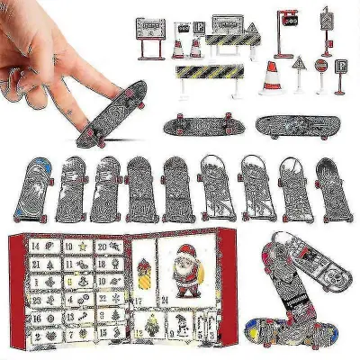 Mini Finger Skateboard Adventni koledar 24-dnevni božič s pisano tablo za otroke, najstnike, odrasle, visokokakovostno darilo, nov prihod