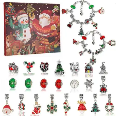 2023 Nov Božiček Odštevalni Koledar Slepa Škatla DIY Božično Presenečenje Zapestnica Ogrlica Ornament Set Adventni koledar