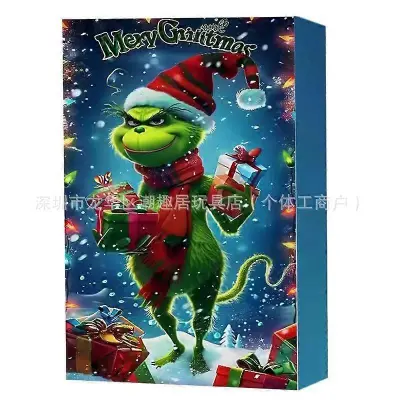Božični Grinch Countdown 24-delni okraski iz smole, igrače, slepa škatla Halloween Green Monster innovation koledar škatla