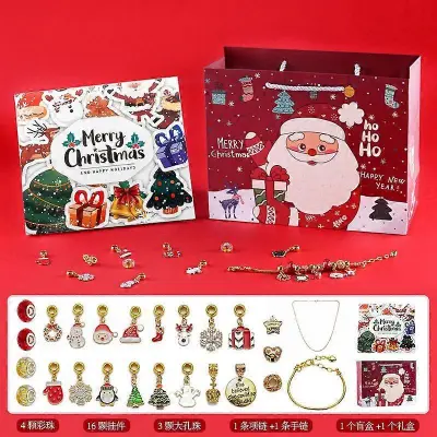 24-delna božična ogrlica, uhani, zapestnica, darilna škatla, slepa škatla, dodatki za naredi sam, darilo, odštevalni koledar, advent