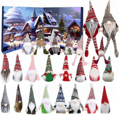 Adventni koledar Gnome 2024 s 24 kosi okrasnih punčk Gnome Nov prihod