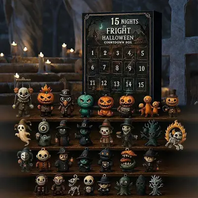 7/15/31 Nights Of Fright Halloween adventni koledar 2025, odštevalnik s figuricami grozljivk, mini okraski