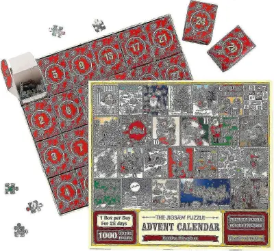 Puzzle Adventni koledar 2024, 1008 kosov Puzzle 24 Days Božični odštevalni adventni koledarji, ideja za božična darila za otroke in odrasle - jjS