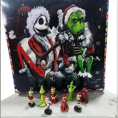 Nov prihod Green Hair Monster Grinch škatla za božični adventni koledar Grinch 24 kosov obrnjene škatle za slepe koledarje