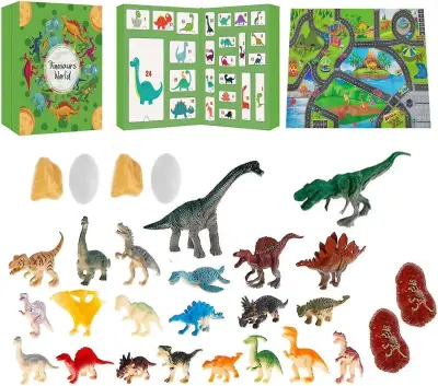 Adventni koledar 2023/24, odštevalni koledar 24 dni do božiča, darilna zabava z dinozavri v božični škatli, odštevalni koledar, božične igra?