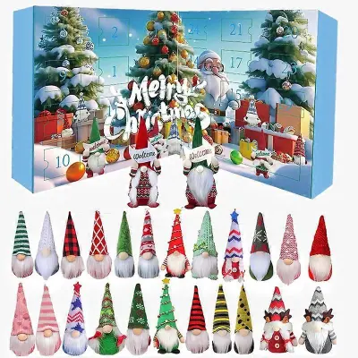 Gnomes Adventni koledarji 2025-24 kosov zbirateljskih figur Gnome Decorations, 24-dnevni božični odštevalni koledar